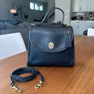 Authentic Vintage Coach Regina Bag in Black with Brass Hardware